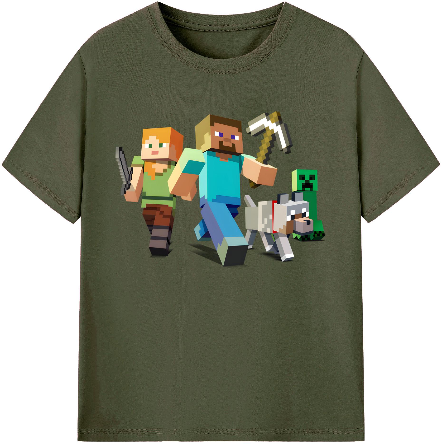 （画像用） マインクラフト ブロックの世界 Minecraft MC Block world 綿100％ メンズ半袖Tシャツ｜肌触りやわらか＆通気性